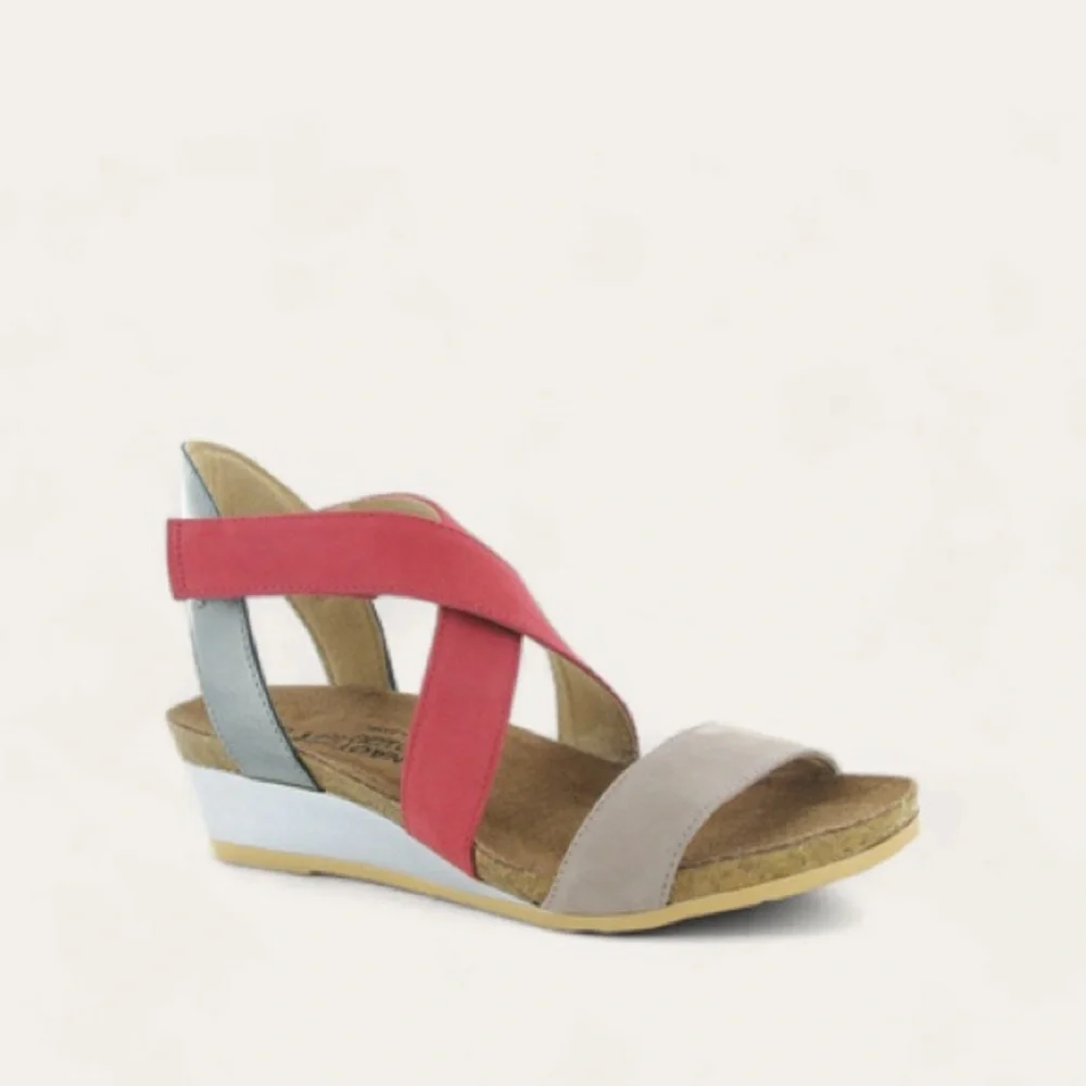 NAOT NEW vixen size 6 6.5 (37) Red Nubuck Ankle Strap Heel Wedge Sandals Shoes - Picture 10 of 10